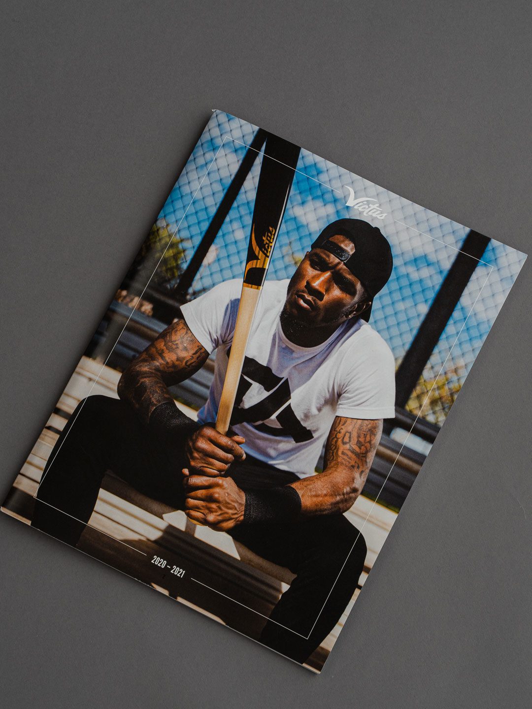 Back cover of the Victus Sports Product catalogue featuring Tim Anderson