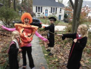 Sienna Twiss as a kid, dressed up for Halloween with friends.